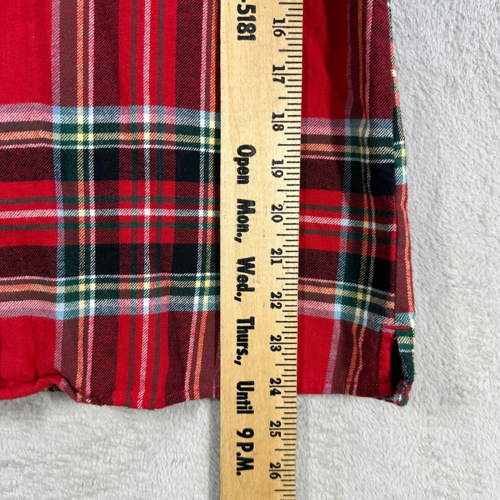 Lands End Pajama Set Womens Medium Red Plaid Flannel Cotton Holiday Sleepwear - Picture 7 of 9